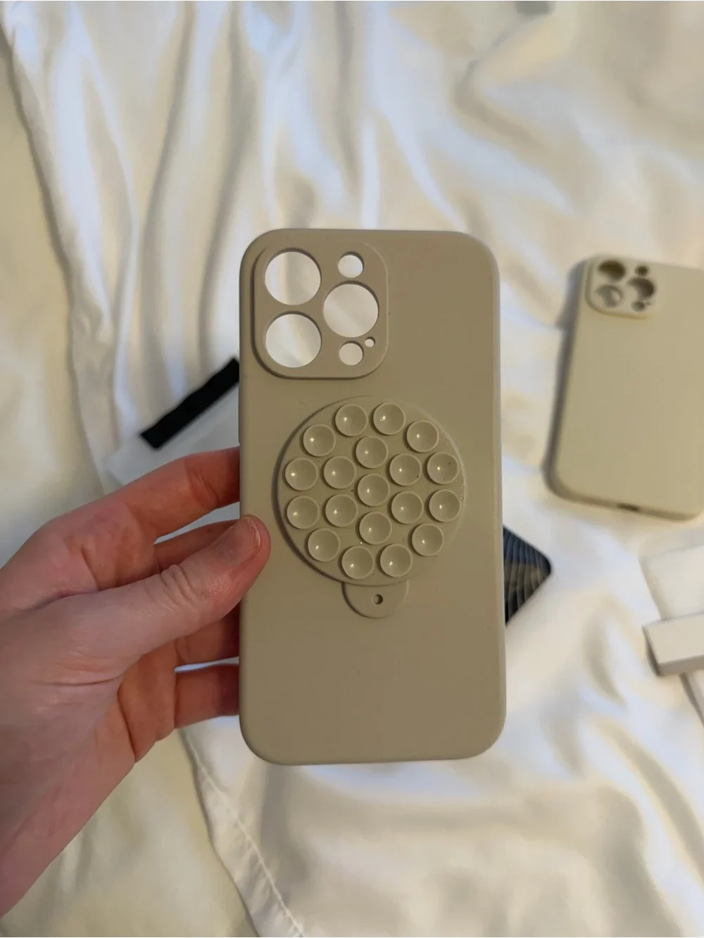 Neutral iPhone 14 Pro Max Silicone iPhone Case with PopGrip